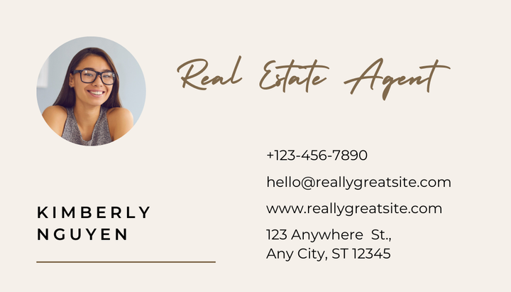 Beige Modern Realtor Real Estate Agent Professional Business Card