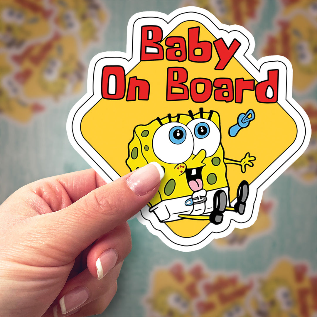 SpongeBob ‘Baby on Board’ Sticker – Cute & Funny Cartoon Car Decal