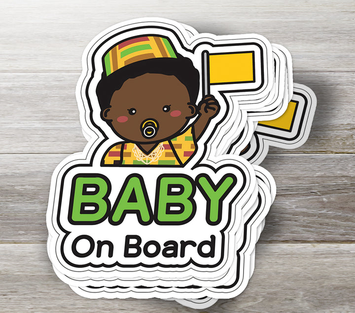 Baby on Board Sticker – African Baby with Flag Decal