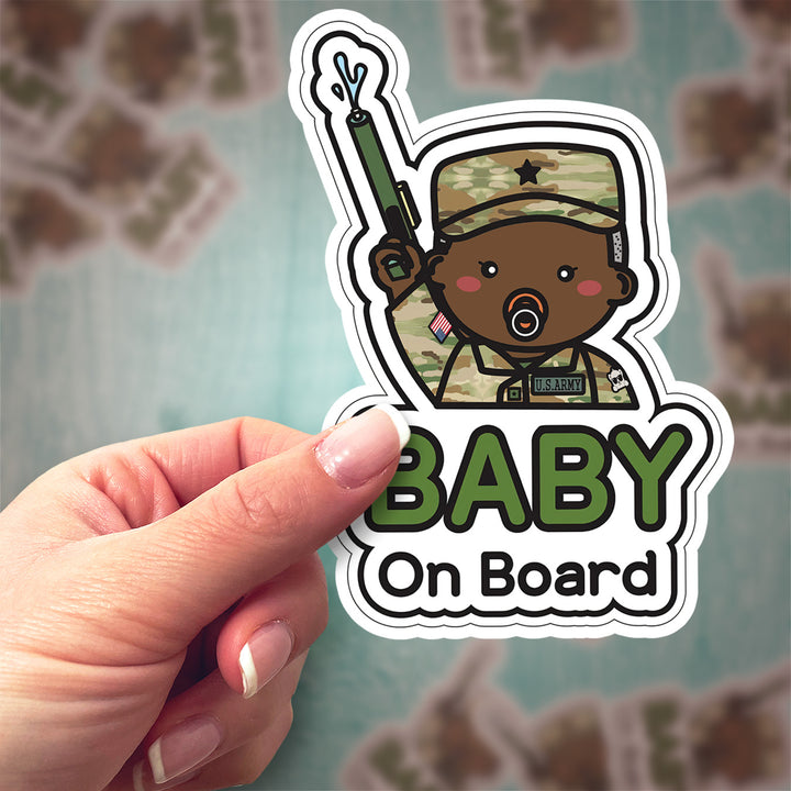 US Army Baby on Board Sticker - Cute Military Infant Car Decal