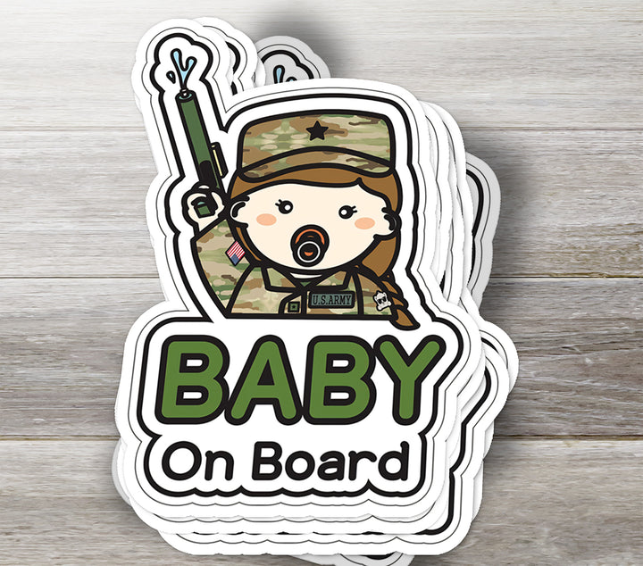 Baby on Board Sticker – U.S. Army Baby Girl