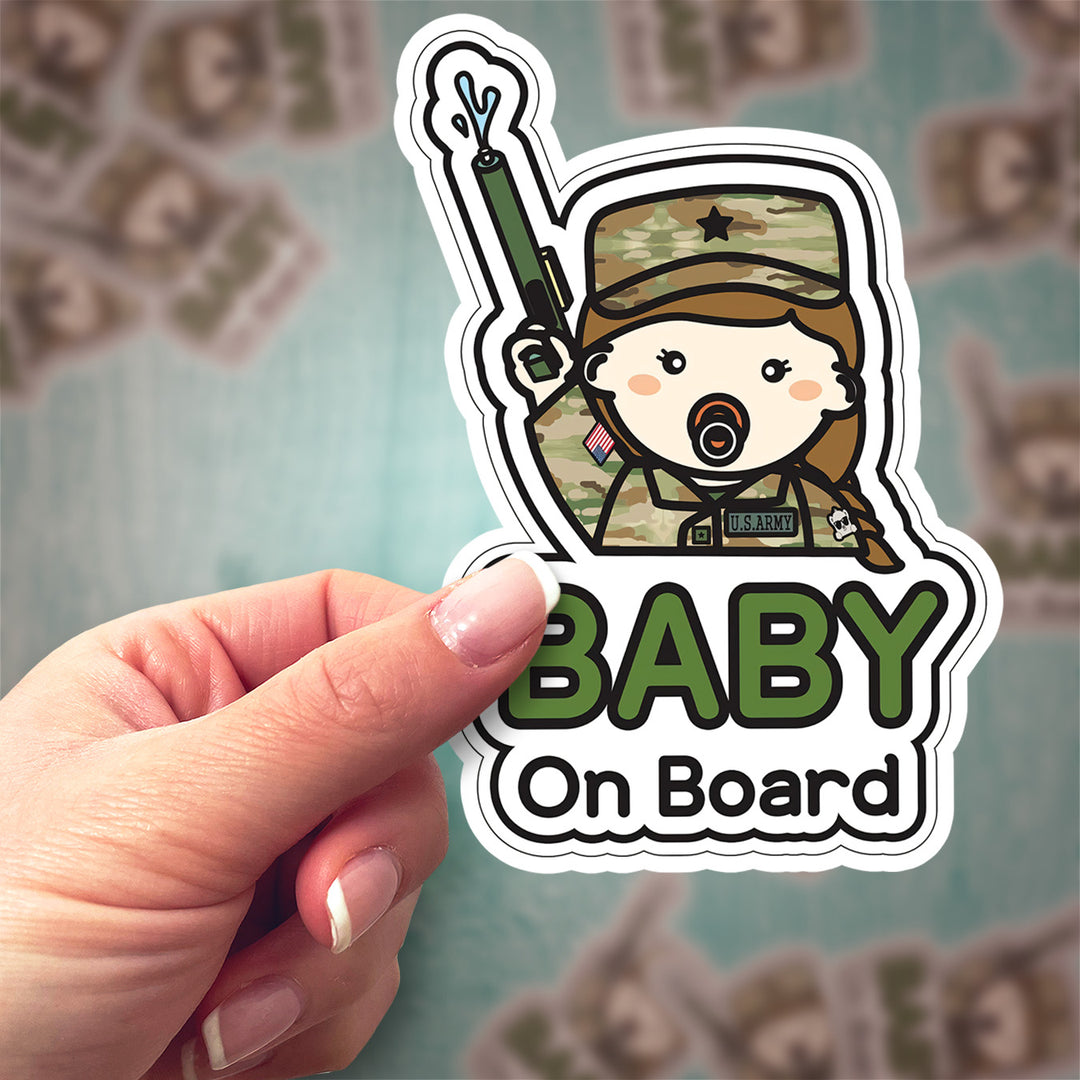 Baby on Board Sticker – U.S. Army Baby Girl
