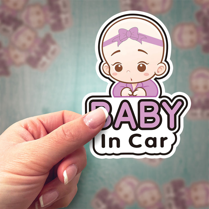 Cute Baby Girl in Car Sticker – Adorable Safety Decal