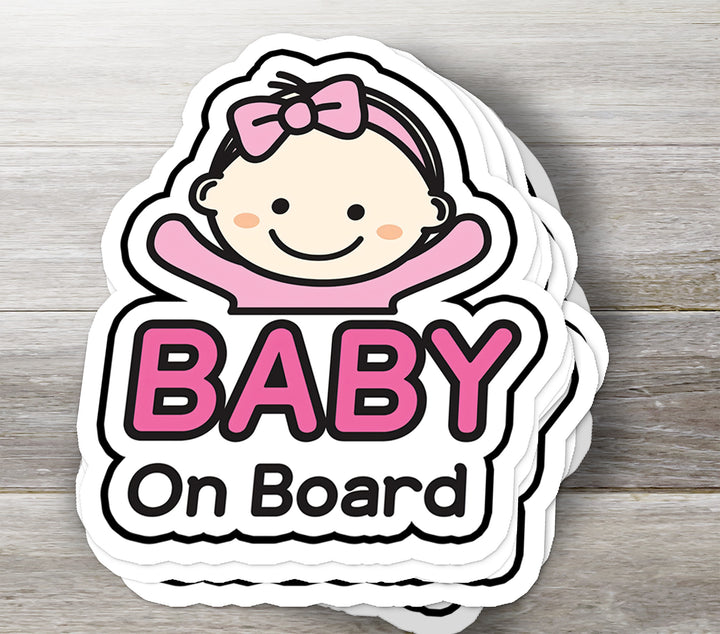 Baby on Board Sticker – Cute Baby Girl in Pink Decal