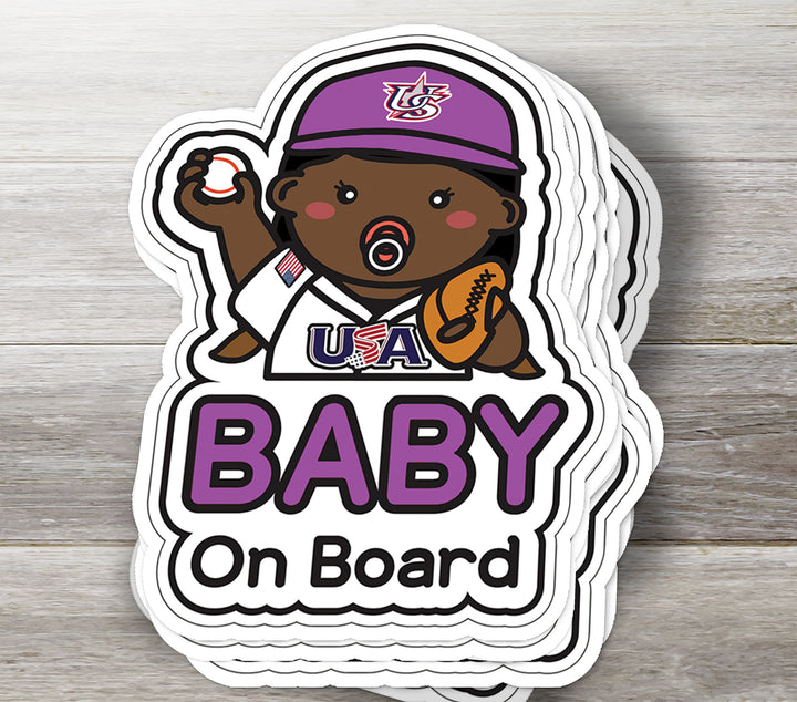 Baby on Board Sticker – Cute Baseball Girl Decal