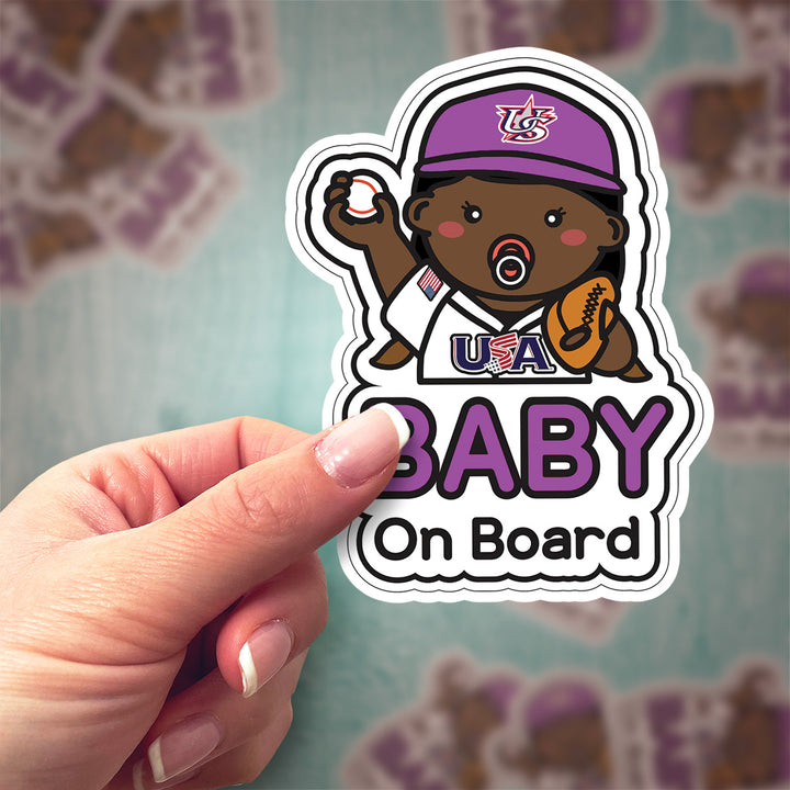 Baby on Board Sticker – Cute Baseball Girl Decal