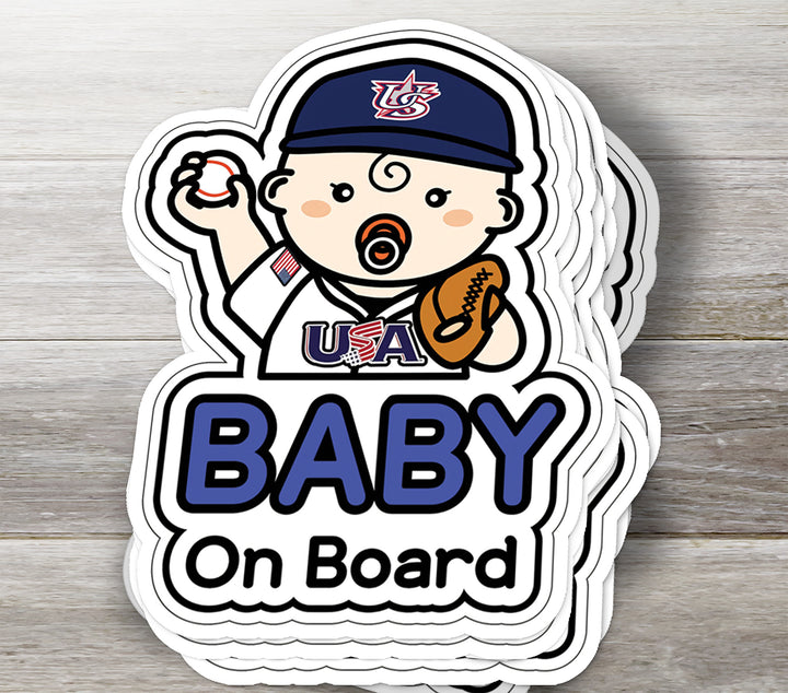 Baby on Board Sticker – Cute Baseball Player Baby Decal