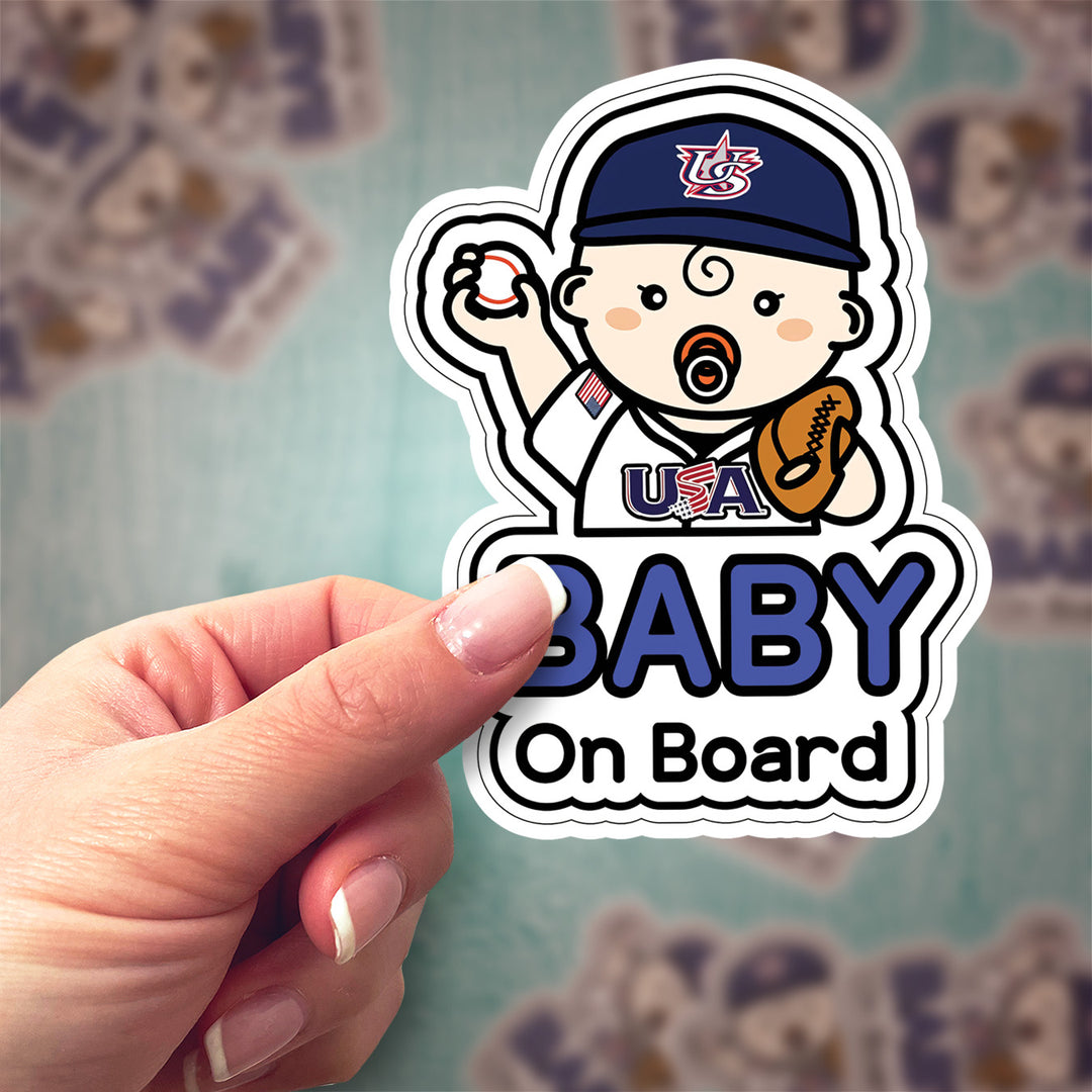 Baby on Board Sticker – Cute Baseball Player Baby Decal