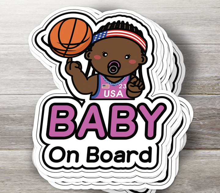 Baby on Board Sticker – Basketball Theme | Baby Girl Athlete Decal