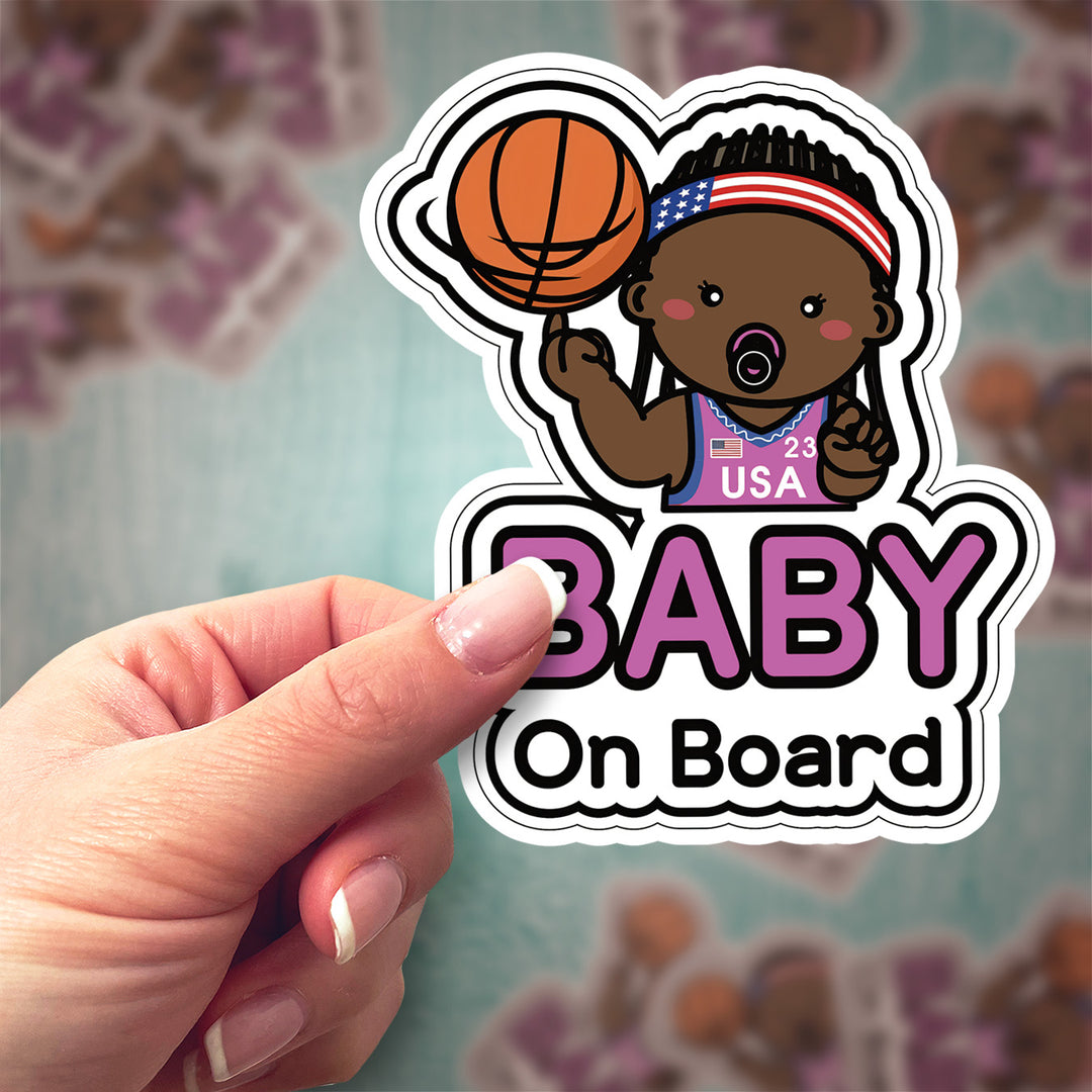 Baby on Board Sticker – Basketball Theme | Baby Girl Athlete Decal