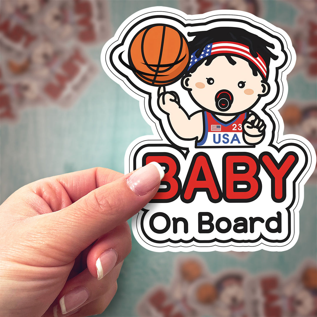 Baby on Board Sticker – Basketball Baby Decal