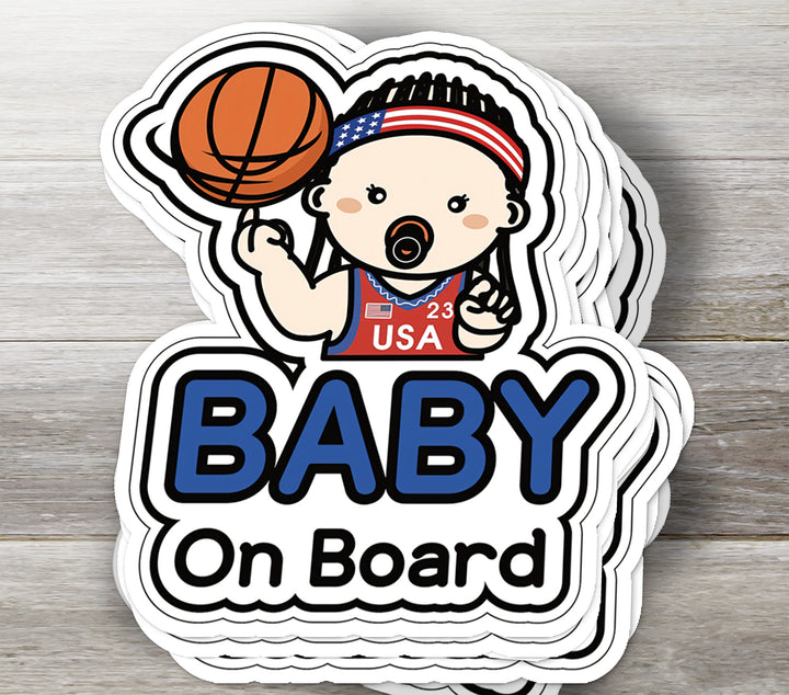 Baby on Board Sticker – Fun Basketball Baby Decal