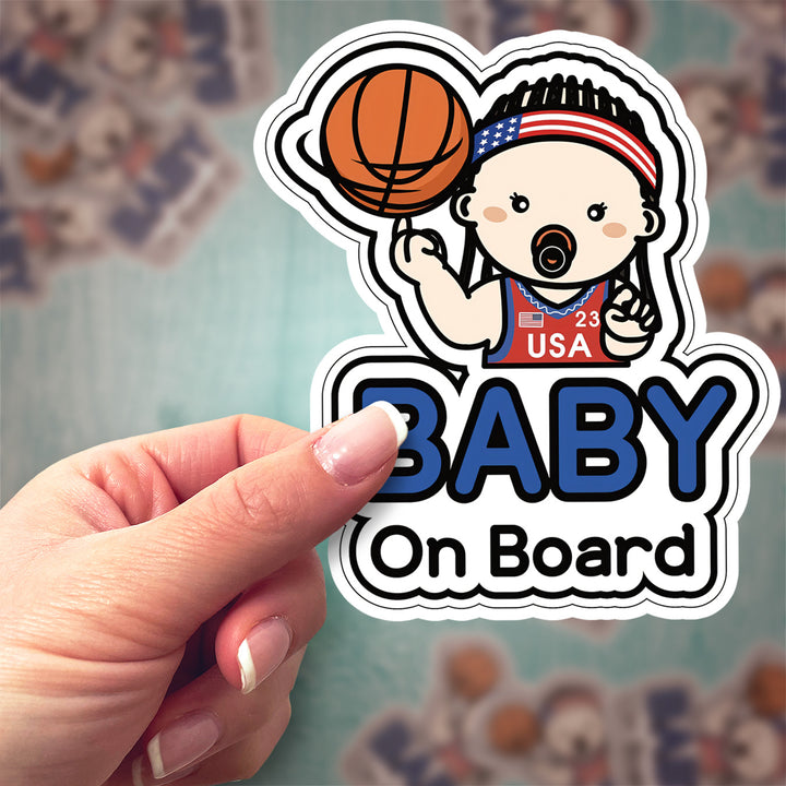 Baby on Board Sticker – Fun Basketball Baby Decal