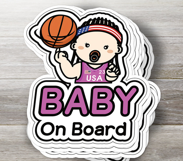 Baby on Board Sticker – Basketball Theme | Baby Girl Athlete Decal