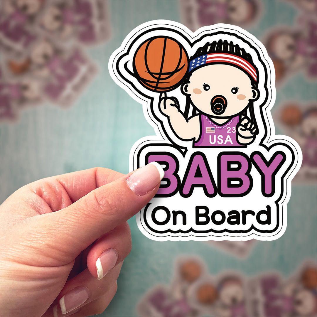 Baby on Board Sticker – Basketball Theme | Baby Girl Athlete Decal
