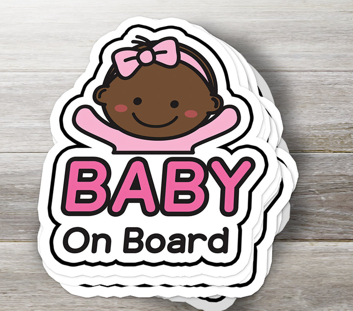Baby on Board Sticker – Cute Baby Girl with Pink Bow Decal