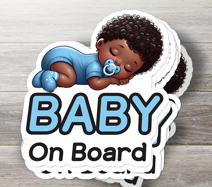 Baby on Board Sticker – Adorable Sleeping Baby Boy in Blue Onesie