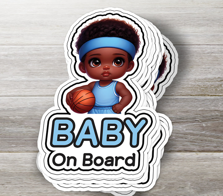 Baby on Board Sticker – Cute Basketball Baby Boy Decal