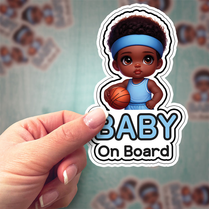 Baby on Board Sticker – Cute Basketball Baby Boy Decal