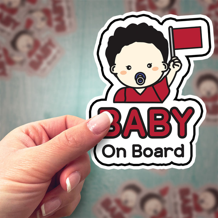 Baby on Board Sticker – Cute Baby Boy with Flag Decal