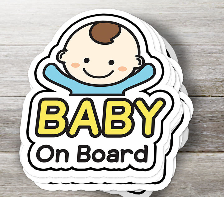Baby on Board Sticker – Cute & Smiling Baby Boy Decal