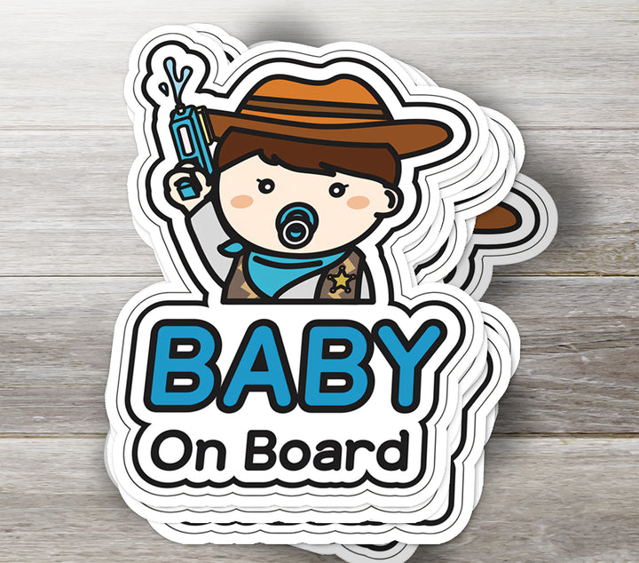 Baby on Board Sticker – Adorable Cowboy Baby Decal