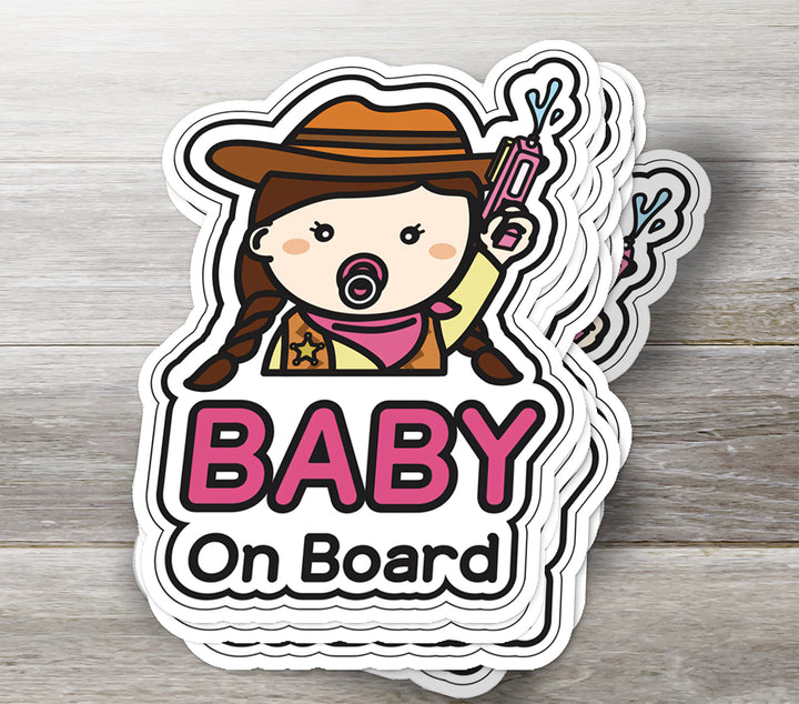 Baby on Board Sticker – Adorable Cowgirl Baby Decal