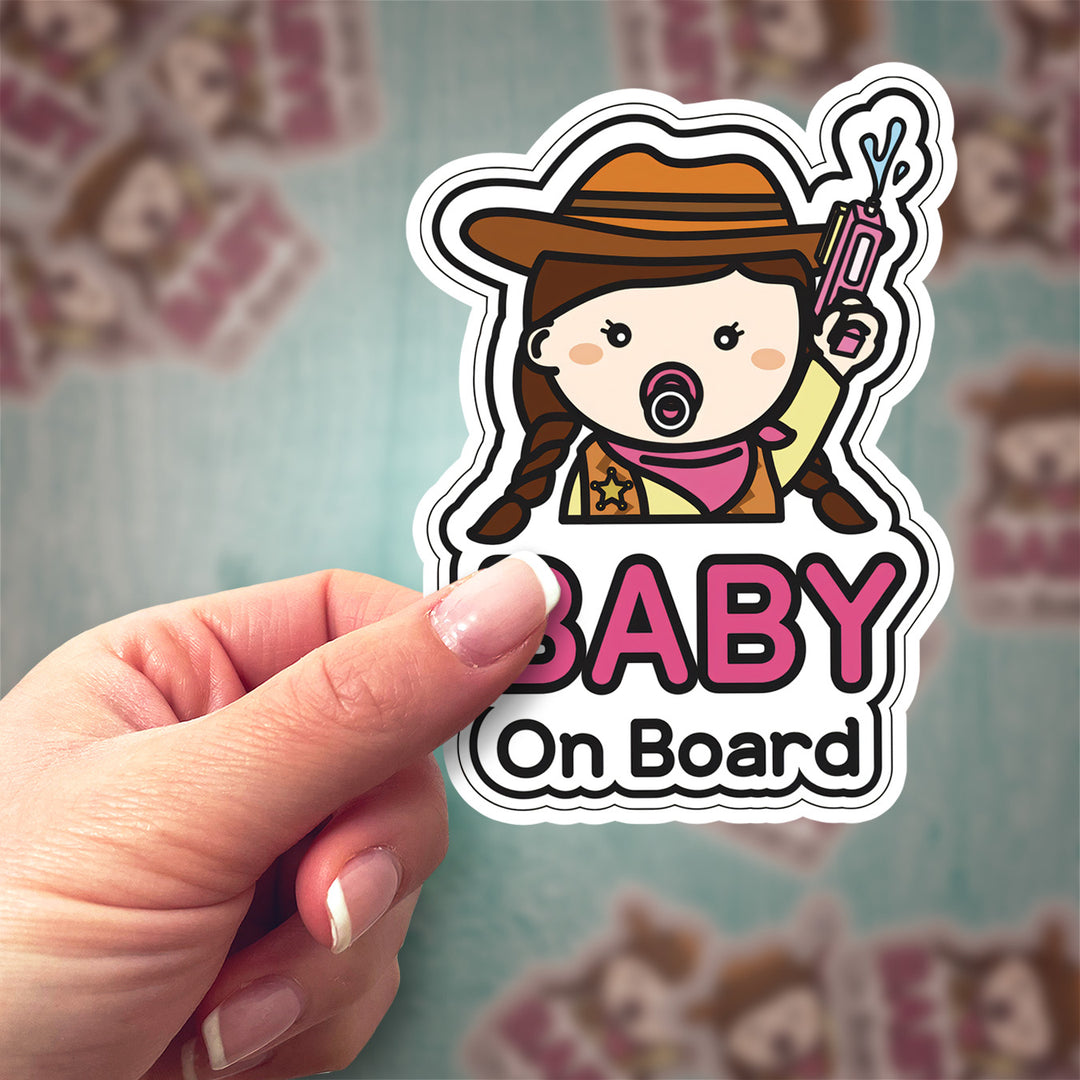 Baby on Board Sticker – Adorable Cowgirl Baby Decal