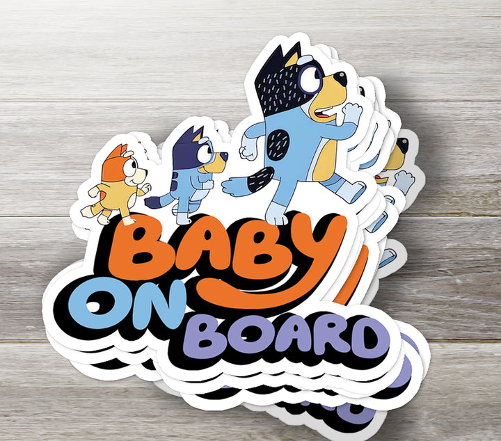 Bluey Family Baby on Board Sticker – Fun Car Safety Decal