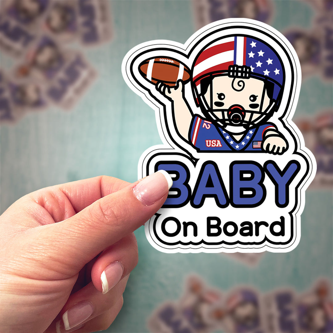 Baby on Board Sticker – Cute Football Baby Decal