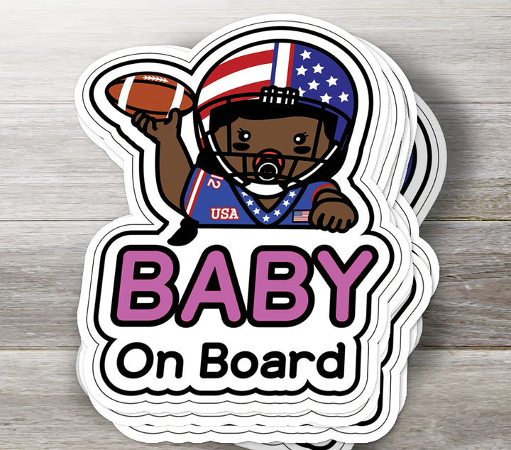 Baby on Board Sticker – Adorable Football Girl Decal