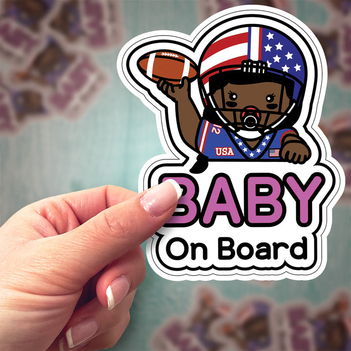 Baby on Board Sticker – Adorable Football Girl Decal