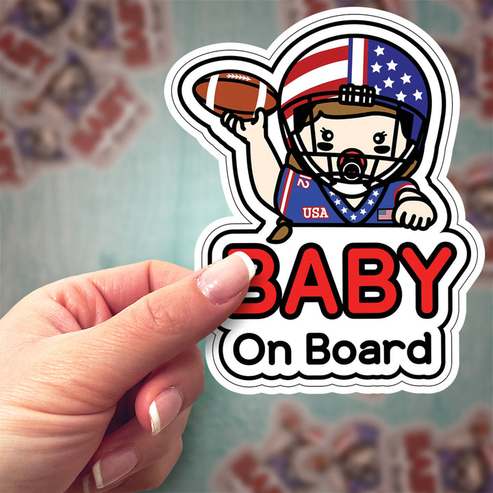 Baby on Board Sticker – Cute Football Girl Decal