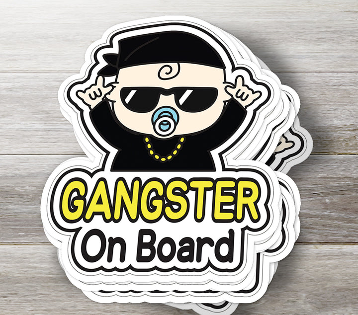 Funny Gangster Baby on Board Sticker