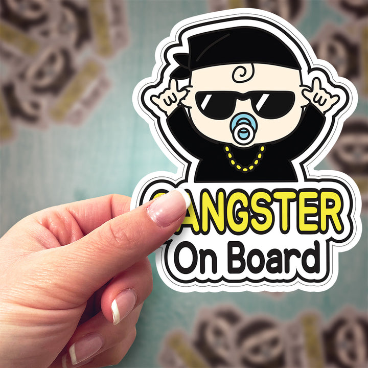 Funny Gangster Baby on Board Sticker