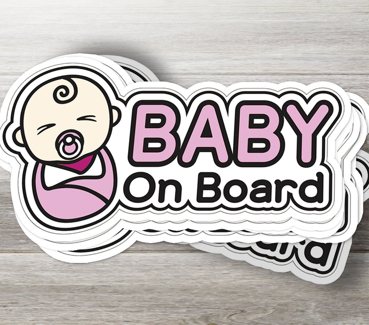 Baby on Board Sticker – Cute Pink Swaddle Car Safety Decal