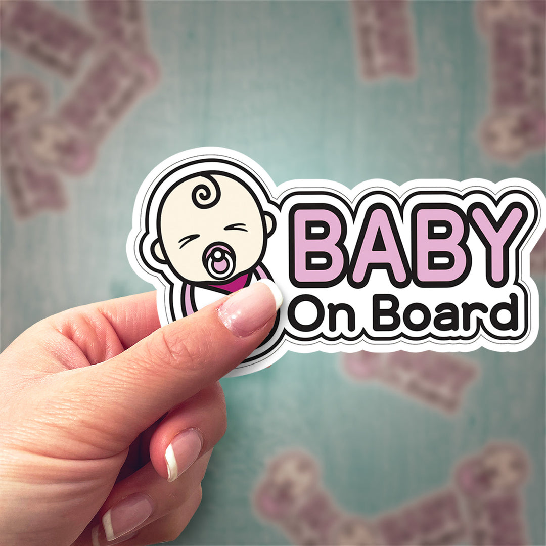 Baby on Board Sticker – Cute Pink Swaddle Car Safety Decal
