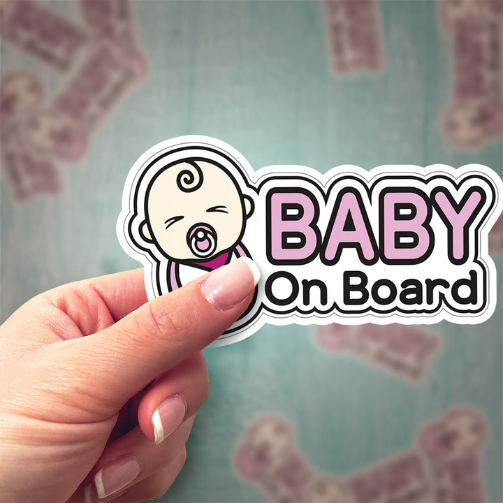 Baby on Board Sticker – Cute Pink Swaddle Car Safety Decal
