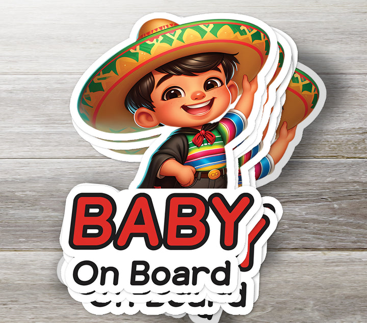 Baby on Board Sticker – Adorable Fiesta Baby Boy Decal