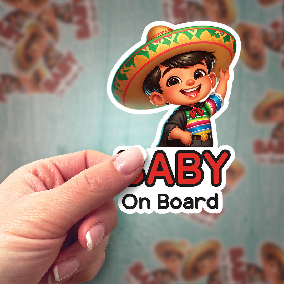 Baby on Board Sticker – Adorable Fiesta Baby Boy Decal