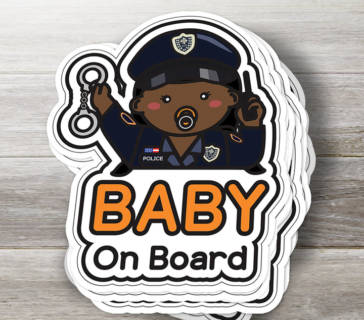 Baby on Board Sticker – Adorable Police Officer Baby Girl