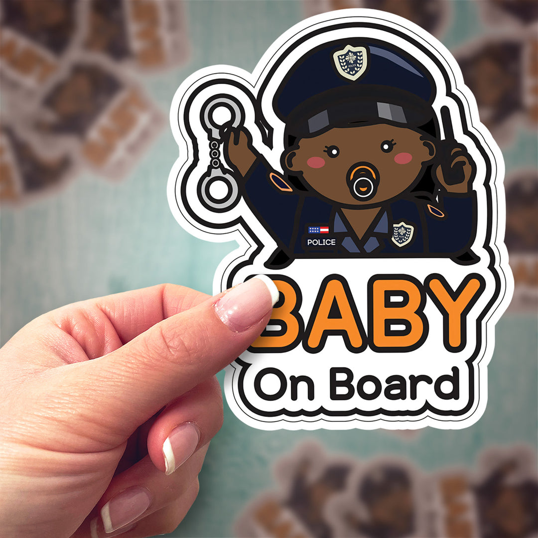 Baby on Board Sticker – Adorable Police Officer Baby Girl