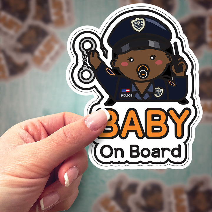 Baby on Board Sticker – Adorable Police Officer Baby Girl