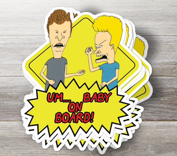 Funny Baby on Board Sign – Beavis & Butthead Car Sticker