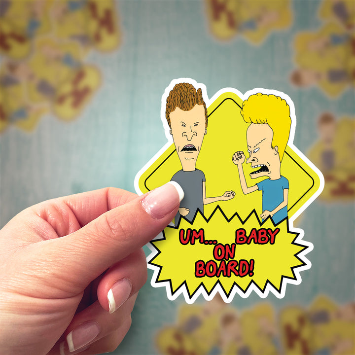 Funny Baby on Board Sign – Beavis & Butthead Car Sticker