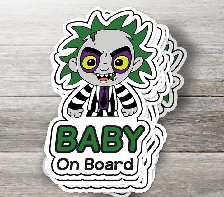 Beetlejuice ‘Baby on Board’ Sticker – Spooky & Fun Car Decal