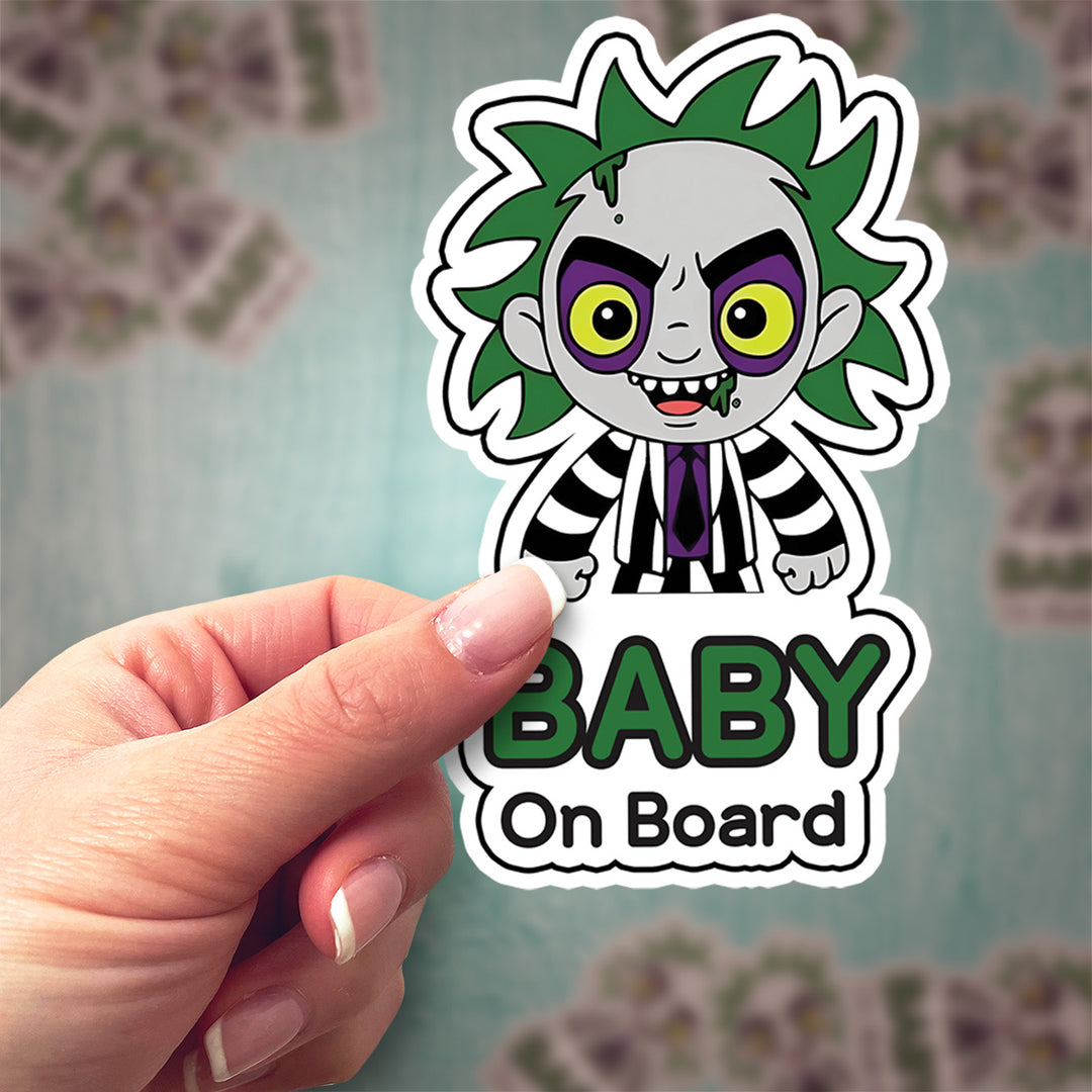 Beetlejuice ‘Baby on Board’ Sticker – Spooky & Fun Car Decal
