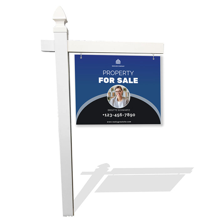 Real Estate Yard Sign with Bold Blue Background