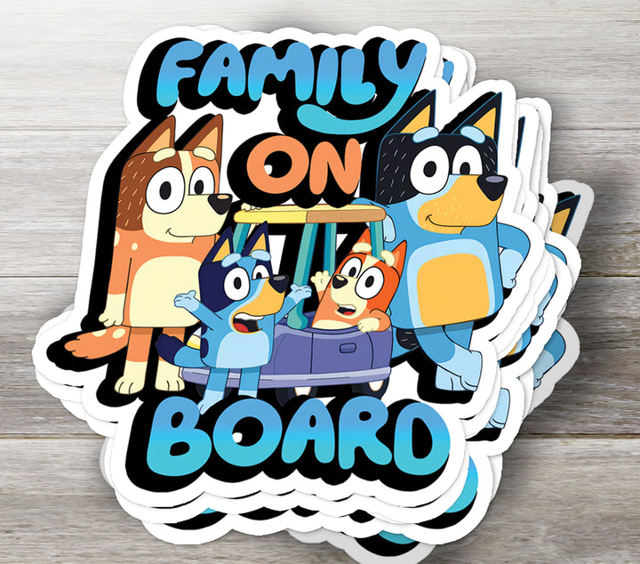 Bluey Family on Board Sticker – Fun & Safe Car Sign