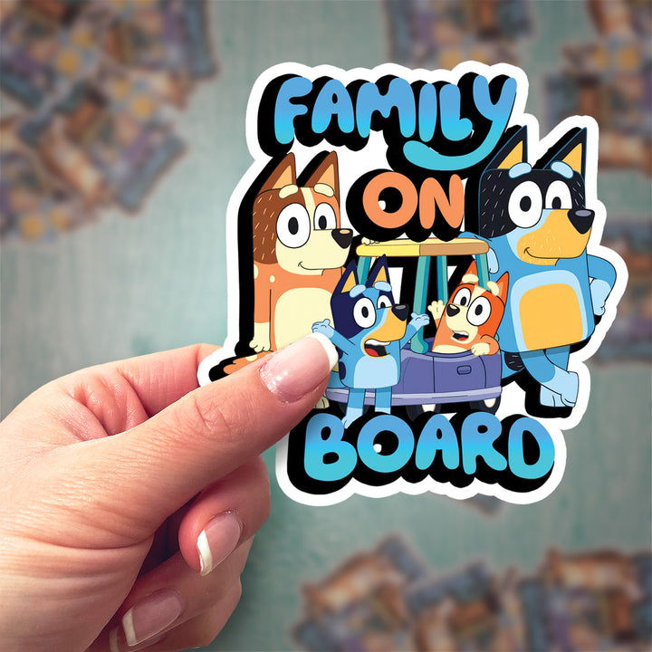 Bluey Family on Board Sticker – Fun & Safe Car Sign